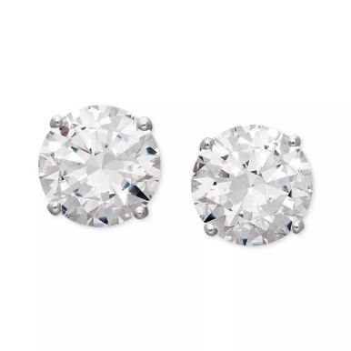 Cubic Zirconia Round Stud Earrings Collection in 14k White Gold