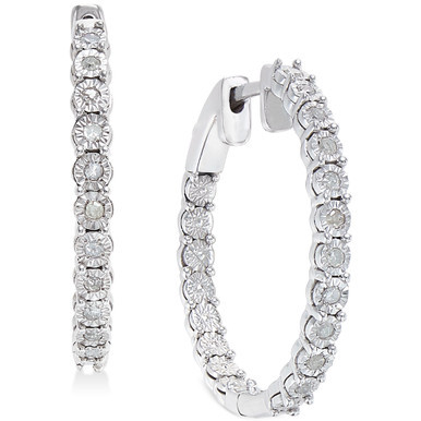 Diamond Hoop Earrings (1/4 ct. t.w.) in Sterling Silver