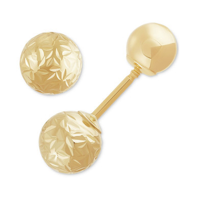 Polished & Textured Front & Back Stud Earrings in 14k Gold, Created for Macy's