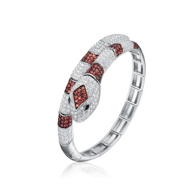 Sterling Silver Cubic Zirconia Serpent Bracelet