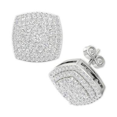 Diamond Square Cluster Stud Earrings (1/2 ct. t.w.) in Sterling Silver