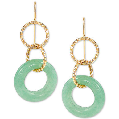 Jade Multi-Ring Drop Earrings in 10k Gold