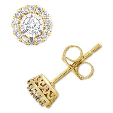 Diamond Halo Stud Earrings (1/4 ct. t.w.) in 10k Gold