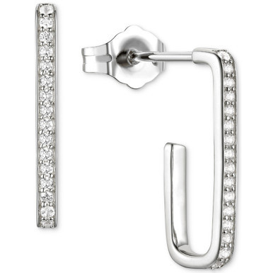 Diamond Geometric Hoop Earrings (1/5 ct. t.w.) in Sterling Silver