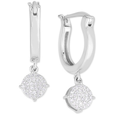 Diamond Round Cluster Drop Earrings (1/5 ct. t.w.) in Sterling Silver