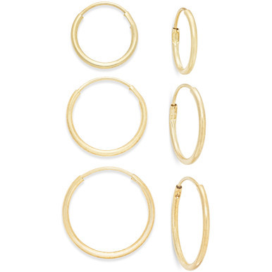 3-Pc. Set Small Endless Hoop Earrings in 10k Gold
