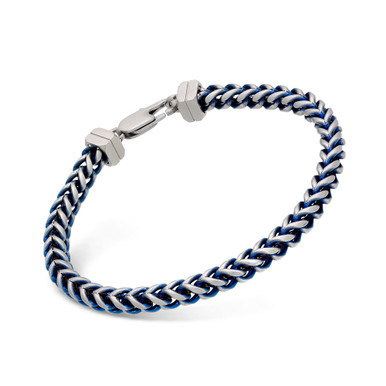 Link Chain Bracelet in Stainless Steel and Blue Ion-Plating, Created for Macy's