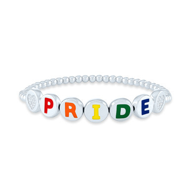 Diamond Accent PRIDE Beaded Bracelet in Sterling Silver