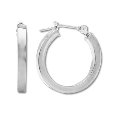 Polished Hoop Earrings in 14k White Gold