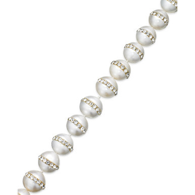 Pearl Bracelet, Sterling Silver Cultured Freshwater Pearl Halo Bracelet (9-10mm)