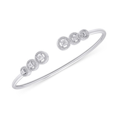 Diamond Multi-Halo Cuff Bangle Bracelet (1/4 ct. t.w.) in Sterling Silver, Created for Macy's
