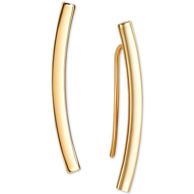 Polished Curved Bar Ear Climber in 10k Gold