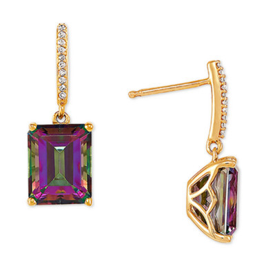 Mystic Topaz (5-3/4 ct. t.w.) & Diamond (1/20 ct. t.w.) Drop Earrings in 14k Gold