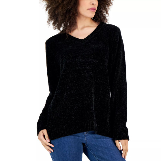 Women's V-Neck Chenille Sweater, Created for Macy's