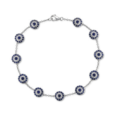 Lab-Created Sapphire (2-3/8 ct. t.w.) & Lab-Created White Sapphire (1/3 ct. t.w.) Cluster Bracelet in Sterling Silver