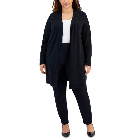 Plus Size Textured Open-Front Cardigan, Created for Macy's