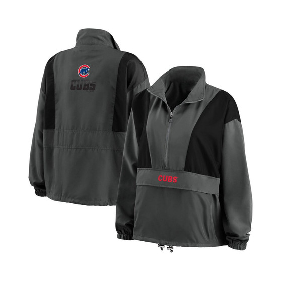 Women's Charcoal Chicago Cubs Packable Half-Zip Jacket