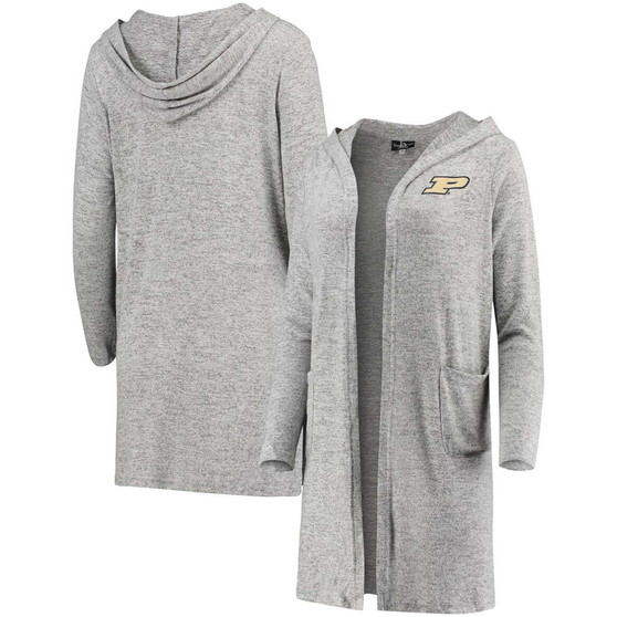 Women's Heathered Gray Purdue Boilermakers Cuddle Soft Duster Tri-Blend Hooded Cardigan