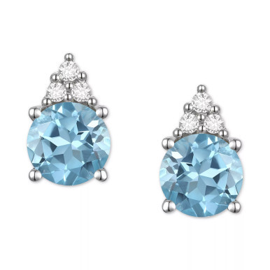 Gemstone & Diamond Accent Stud Earrings