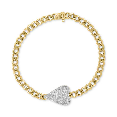 EFFY® Diamond Pavé Heart Link Bracelet (5/8 ct. t.w.) in 14k Gold