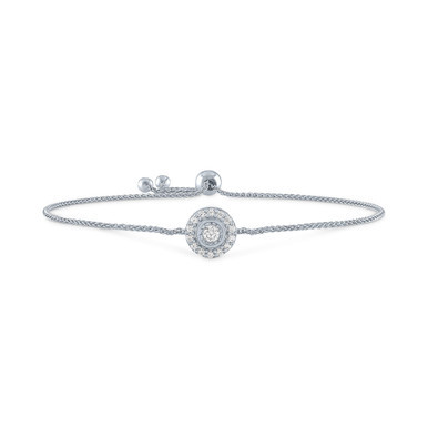 Lab-Created Diamond Circle Cluster Bolo Bracelet (1/8 ct. t.w.) in Sterling Silver