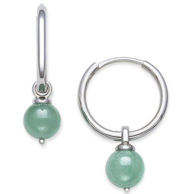 Dyed Jade Dangle Hoop Earrings in Sterling Silver
