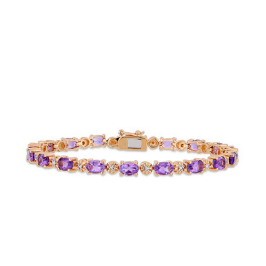 Amethyst (7-1/5 ct.t.w.) with Diamond Accent Tennis Bracelet in 18K Rose Gold over Sterling Silver