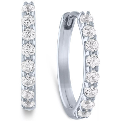 Lab-Created Diamond Small Hoop Earrings (1/4 ct. t.w.) in 10k White or Yellow Gold