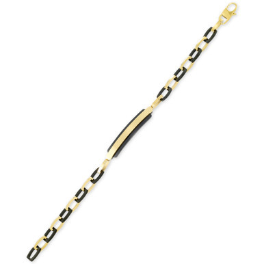 Two-Tone ID Plate Bracelet in Black & Yellow Ion-Plated Stainless Steel