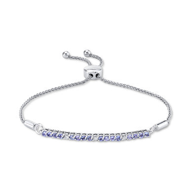 Tanzanite (5/8 ct. t.w.) & Diamond (1/10 ct. t.w.) Bolo Bracelet in Sterling Silver