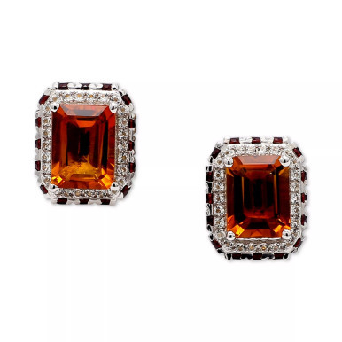 Amethyst (2 ct. t.w.) & White Topaz (1/5 ct. t.w.) Stud Earrings in Sterling Silver (Also in Citrine/Garnet & Sky Blue Topaz)