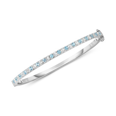 Blue Topaz (1-3/8 ct. t.w.) & White Topaz (1-3/8 ct. t.w.) Bangle Bracelet in Sterling Silver