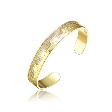 RA Gold Plated with Cubic Zirconias Cuff Bracelet