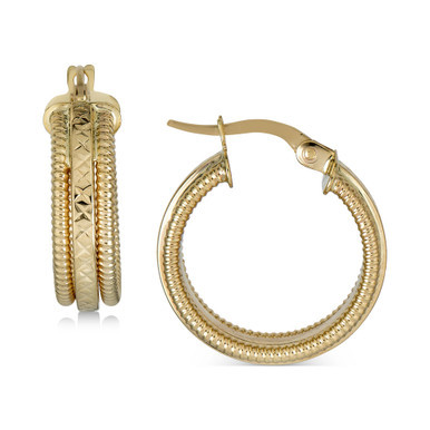 Textured Tubogas Small Hoop Earrings in 10k Gold