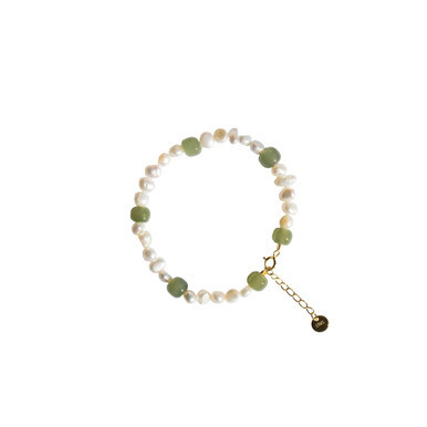 Isabelle — Pearl And Green Jade Bracelet