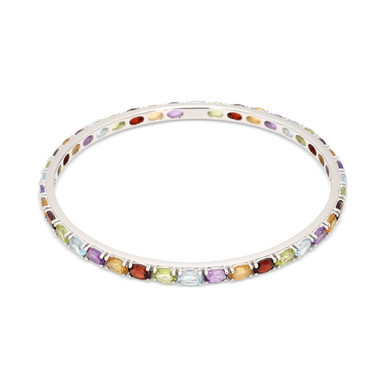 Multi-Gemstone Bangle Bracelet (20 ct. t.w.) in Sterling Silver