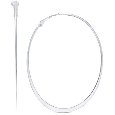 Large Flat Oval Hoop Earrings in Sterling Silver