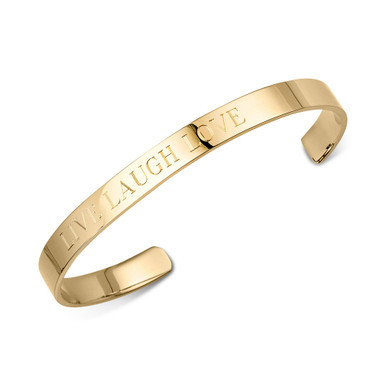 "Live Laugh Love" Bangle Bracelet in Sterling Silver or 14K Gold-Plated Sterling Silver