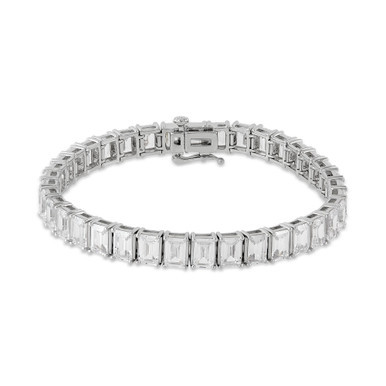 Cubic Zirconia Baguette Tennis Bracelet in Sterling Silver