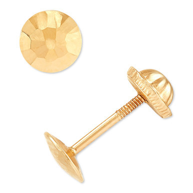Children's Flat Ball Stud Earrings in 14k Gold