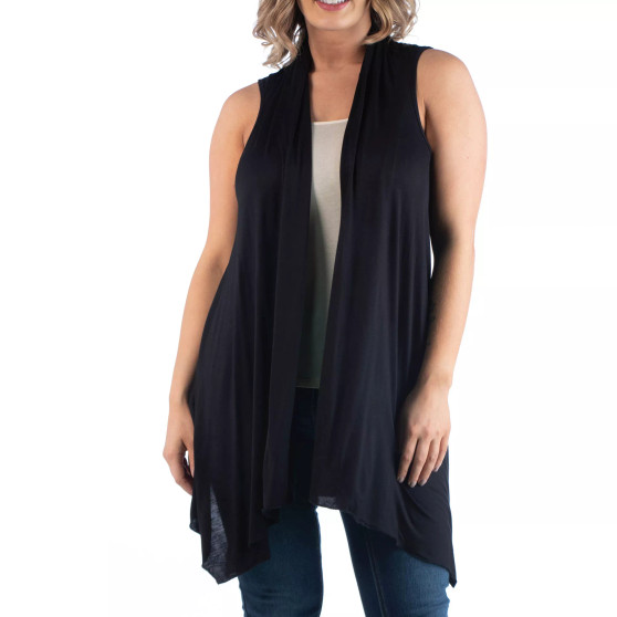 Women's Plus Size Asymmetric Open Front Cardigan