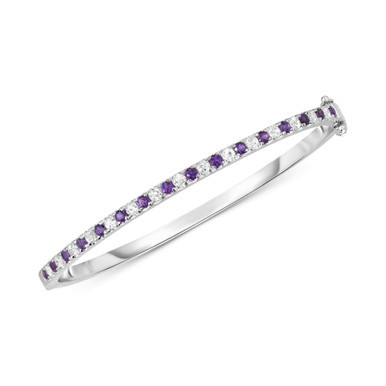 Amethyst (1 ct. t.w.) & White Topaz (1-3/8 ct. t.w.) Bangle Bracelet in Sterling Silver