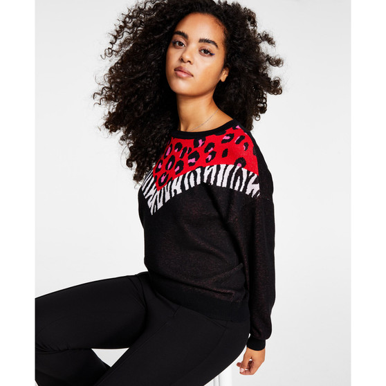 Women's Loose-Fit Colorblocked Drop-Shoulder Sweater, Created for Macy's