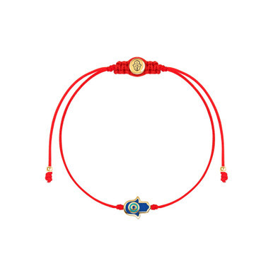 Ultimate Shield - Navy Enamel Hamsa Red String Bracelet