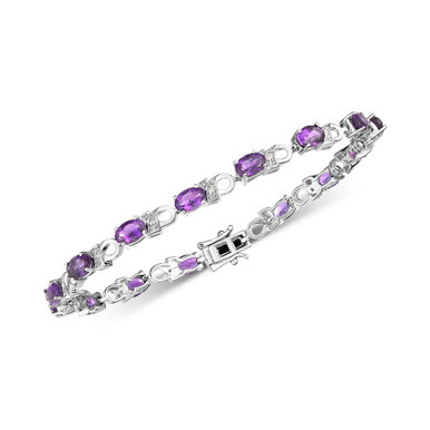 Amethyst (6 ct. t.w.) & Diamond Accent Link Bracelet in Sterling Silver (Also available Mystic Topaz)