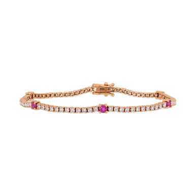 Ruby (3/4 ct. t.w.) & Diamond (1-3/4 ct. t.w.) Link Bracelet in 14k Rose Gold
