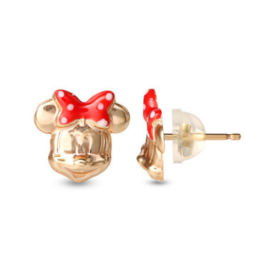 Children's Minnie Mouse Bow Stud Earrings in 14k Gold