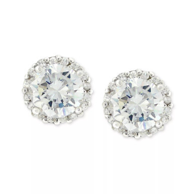 Pavé Cubic Zirconia Stud Earrings (1-3/4 ct. t.w.) in Sterling Silver, Created for Macy's