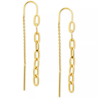 Chain Link Threader Drop Earrings in 18k Gold-Plated Sterling Silver, Created for Macy's (Also in Sterling Silver)