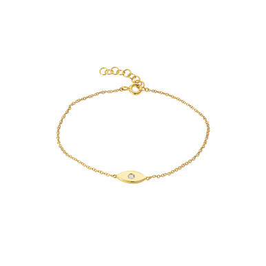 14K Gold Diamond Evil Eye Bracelet